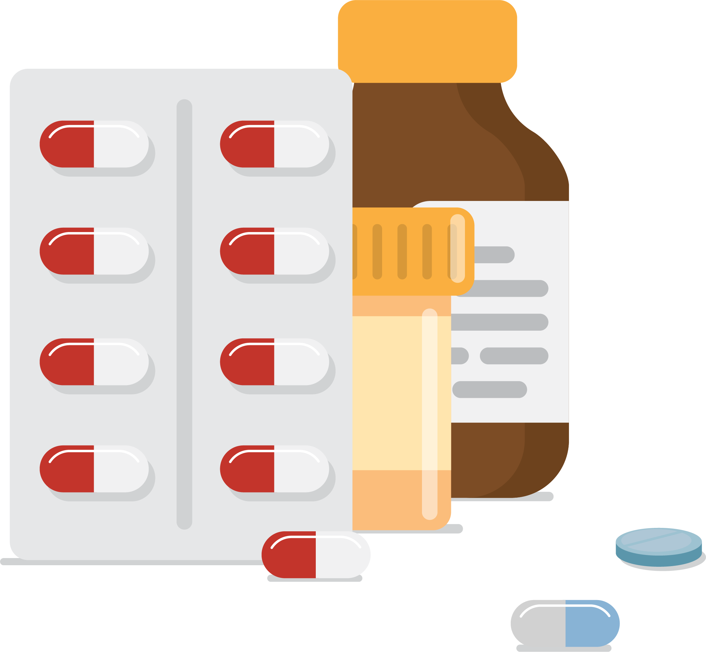 Pill packs and pill bottle. Click the link to go to Washington's Safe Medication Return program webpage.
